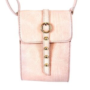 Mudd Crossbody Bag‎ Pink Gold Adjustable Strap Small Vegan Leather